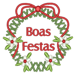 Diseño Para Bordado Garland Boas Festas 8 Cm