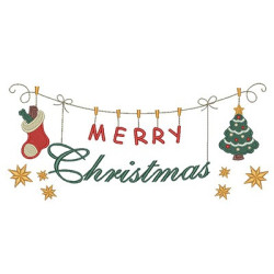 Embroidery Design Merry Christmas Clothesline 1