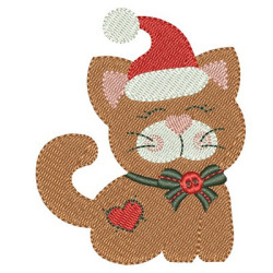 Diseño Para Bordado Gatito De Navidad