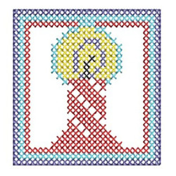 Embroidery Design Christmas Candle Cross Point