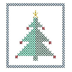 Embroidery Design Point Cross Christmas Tree