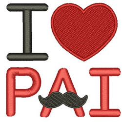 Embroidery Design I Love Father Mustache