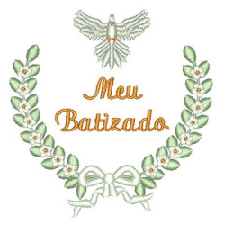 Matriz De Bordado Meu Batizado Divino Com Flores