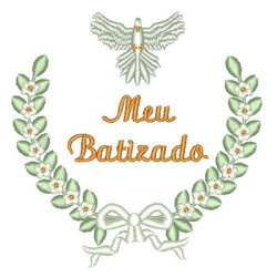 Matriz De Bordado Meu Batizado Divino Com Flores