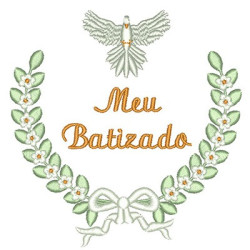 Matriz De Bordado Meu Batizado Divino Com Flores 2