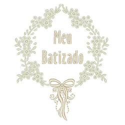 Diseño Para Bordado Mi Bautizo Floral Con Lazo