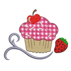 Embroidery Design Cupcake Applied