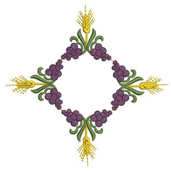 Embroidery Design Frame Wheat And Grapes