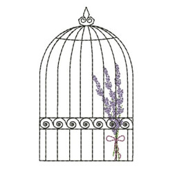 Diseño Para Bordado Jaula Con Lavanda