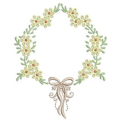 Diseño Para Bordado Marco Floral Con Lazo