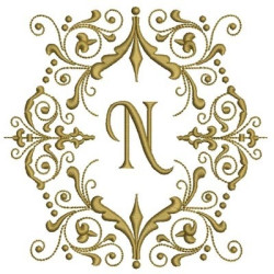 Embroidery Design Monogram Letter N