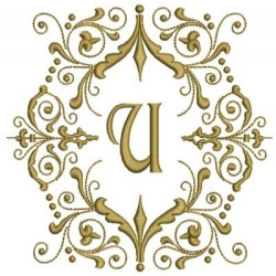 Embroidery Design Monogram Letter U