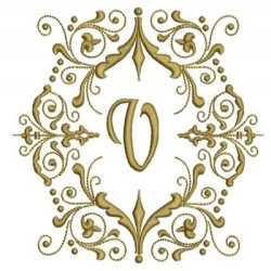 Embroidery Design Monogram Letter V