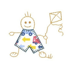 Matriz De Bordado Menino Com Pipa Roupa Aplicada
