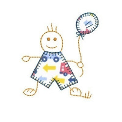 Matriz De Bordado Menino Com Balão Roupa Aplicada