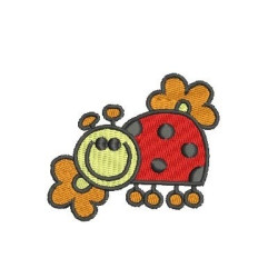 Embroidery Design Ladybug With Flowers