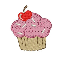 Embroidery Design Cupcake Applied
