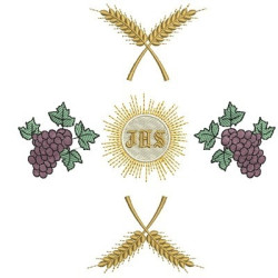 Diseño Para Bordado Trigo Y Uvas De Forma Cruz