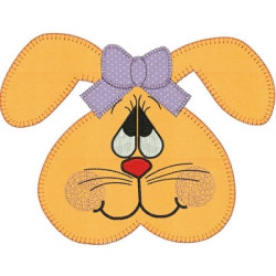 Embroidery Design Rabbit Face Applied Greater
