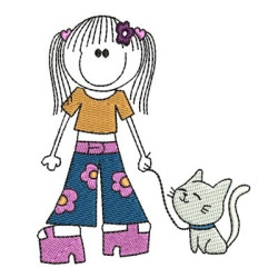 MENINA COM GATO PREENCHIDA