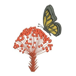 Diseño Para Bordado Flor Con La Mariposa