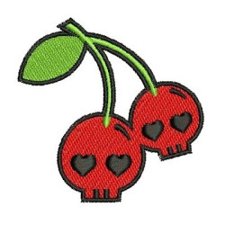 Diseño Para Bordado Cerezas Calaveras