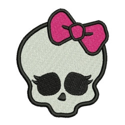 Diseño Para Bordado Calavera Con Lazo 9 Cm