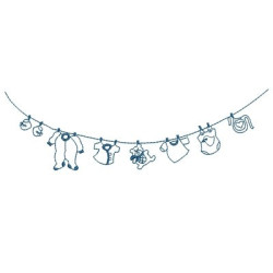 Embroidery Design Clothesline With Clothes