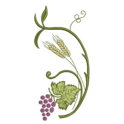 Embroidery Design Bunch Of Grapes With Wheat