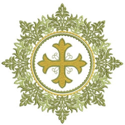 Embroidery Design Branch With Cross Of Malta