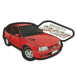 Embroidery Design Red Contoured Classic Car