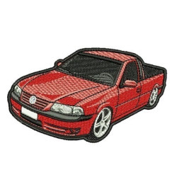 Embroidery Design Red Contoured Pickup Truck