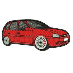 Embroidery Design Red Outlined Car