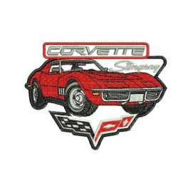 Embroidery Design Red Outlined Vintage Car