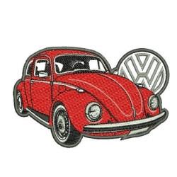 Embroidery Design Red Vintage Car With Outline