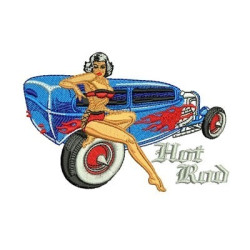 Embroidery Design Hot Rod Girl