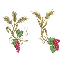 Embroidery Design Grapes & Wheat For Barred