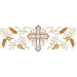 Embroidery Design Grapes & Wheat With Cross 2