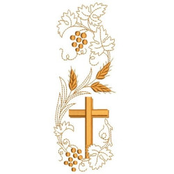 Embroidery Design Grapes & Wheat With Cross 3