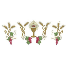 Embroidery Design Grapes & Wheat With Chalice