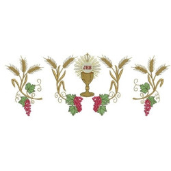 Embroidery Design Grapes & Wheat With Chalice