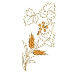Embroidery Design Grapes And Wheat & 12