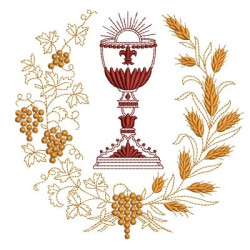 Embroidery Design Grapes & Wheat With Chalice