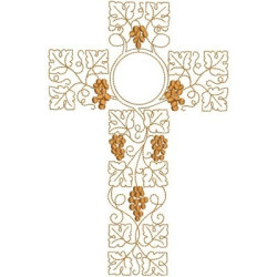 Embroidery Design Grapes & Wheat Cross