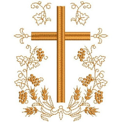 Embroidery Design Grapes & Wheat Cross 5