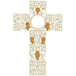 Embroidery Design Grapes & Wheat Cross 2