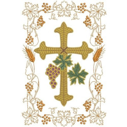 Embroidery Design Grapes & Wheat Cross 30