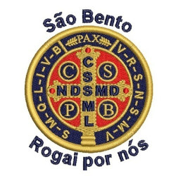 Matriz De Bordado Medalha De São Bento Com Escrita