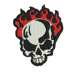 Embroidery Design Skull With Flames 2