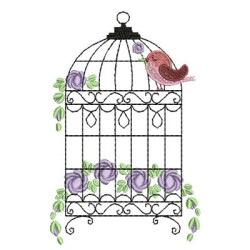 Embroidery Design Cage Flowers